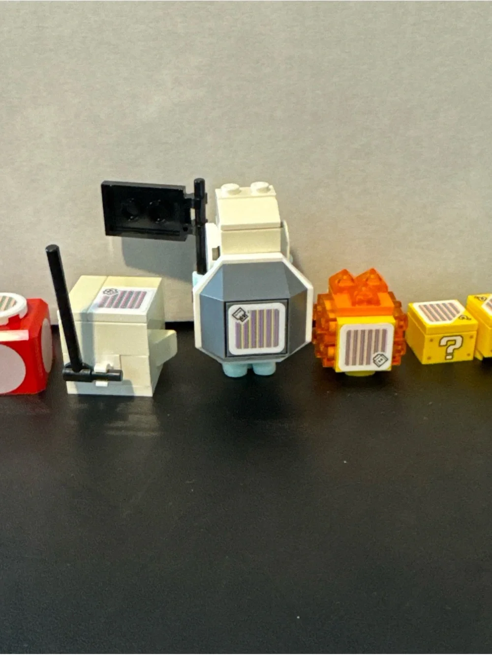 Lego Super Mario Dry Bones Figure with Yellow & Orange Fire Flower